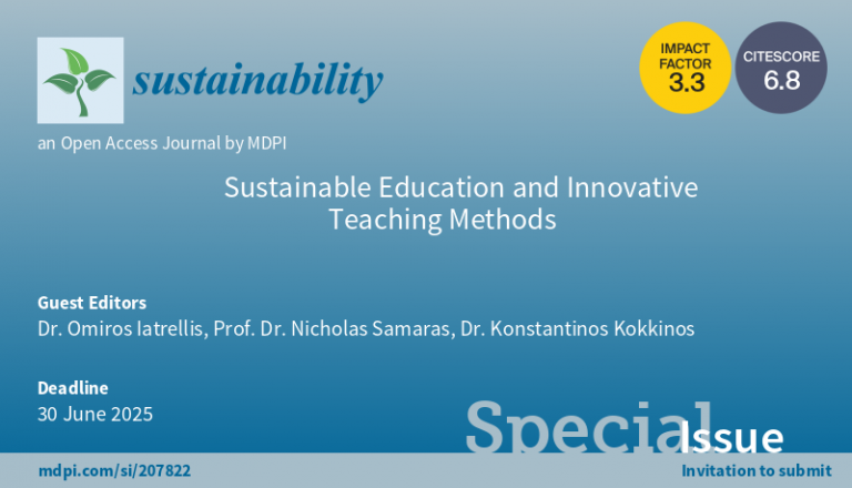 A special issue announcement: Sustainable Education and Innovative ...